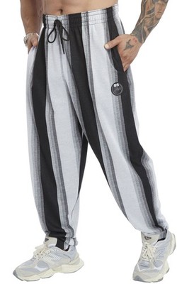 BGSM Men Track Pants Sweatpants Trackpants Gym Bodybuilding 1404-PNT-BLACK GREY