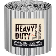 6 In. X 50 Ft. Corrugated Metal Garden Edging, Silver, Galvanized Steel, Diy-Fri