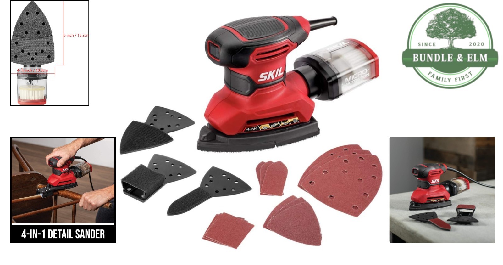 Corded Multi-Function Detail Sander with Micro-Filter Dust Box 12 Sanding Sheets