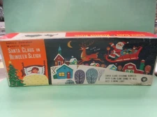 Vintage Japan Modern Toys Tin Santa Claus Reindeer Sleigh Toy - New in Box