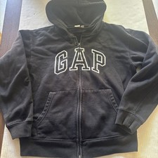 GAP Women's Black Full Zip Hoodie Sweatshirt Logo Size XS
