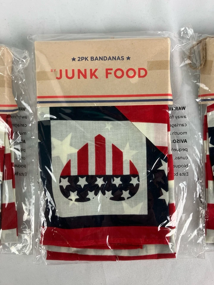 6 pañuelos de comida chatarra rojo blanco azul estrellas del orgullo americano rayas corazón nuevos Foto 2 de 4