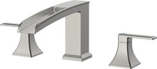 Waterfall Bathtub Faucet Set 3 Hole Brushed Nickel Roman Tub 2 Handle