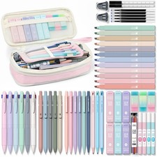 56PCS School Supplies with Pencil Case, Stationery Set, Pink