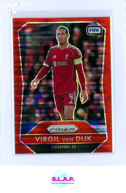 VIRGIL VAN DIJK PANINI SOCCER PRIZM FIFA SOCCER 2025 10 LIVERPOOL FC RED PULSAR
