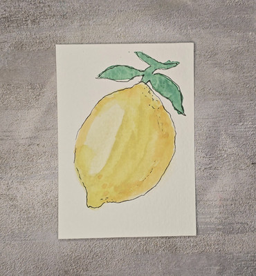 Original Painting Watercolor Collectible ACEO Fruit ''Lemon'' OOAK