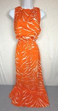 AX Paris Womens Maxi Dress Size 12 Orange White Zebra Print Cut Out Sleeveless