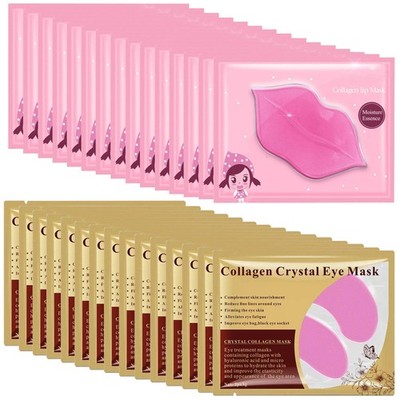Lip Mask & Eye Mask - 30PCS Under Eye Patches Skincare for Puffy Eyes Bags Re...