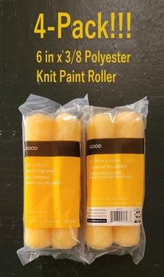 4-Pack 6 in x 3/8 in Mini Paint Roller High-Density Durable Polyester Knit Nap
