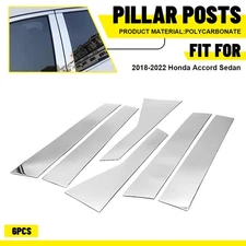 For 2018-2020 21 22 Honda Accord Sedan 6Pcs Chrome Window Pillar Post Trims USA