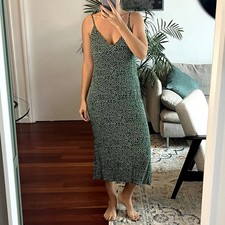 Reformation Alexandra Floral Print Crepe Midi Green Dress Size 2 Viscose