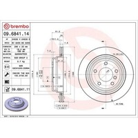 Bremsscheibe Brembo 09.6841.11 Prime Line - Uv Coated FüR Bmw Alpina Hinterachse