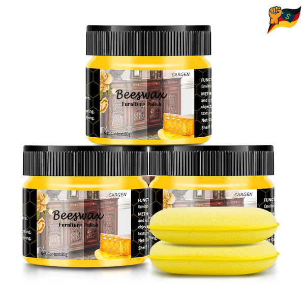 Bienenwachs MöBelpolitur Holzreiniger 3 X 80 G Set FüR MöBel Pflege Holz Tische-image