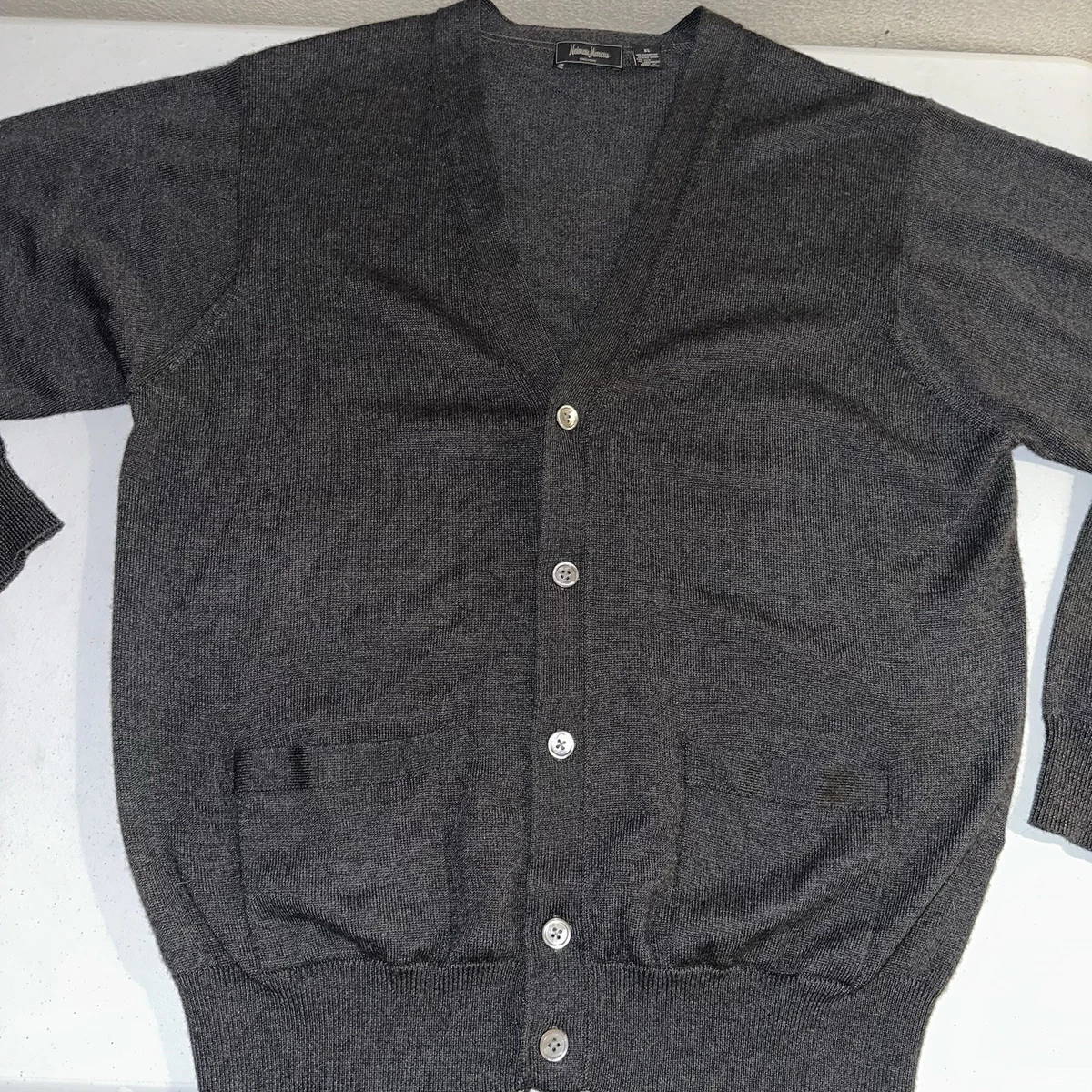 Cárdigan de Colección Neiman Marcus Merino Mezcla de Cachemira Seda Gris para Hombre XL