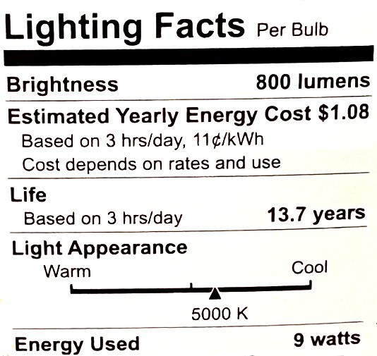 (case of 8) GE Lighting 61966 LED A19 Bulb, 9 watts, 800 lumens, 5000K