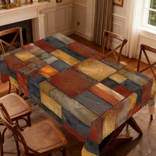 1 Piece of Vintage Farmhouse-Themed Printed Tablecloth, Old Wood Plank Pattern D