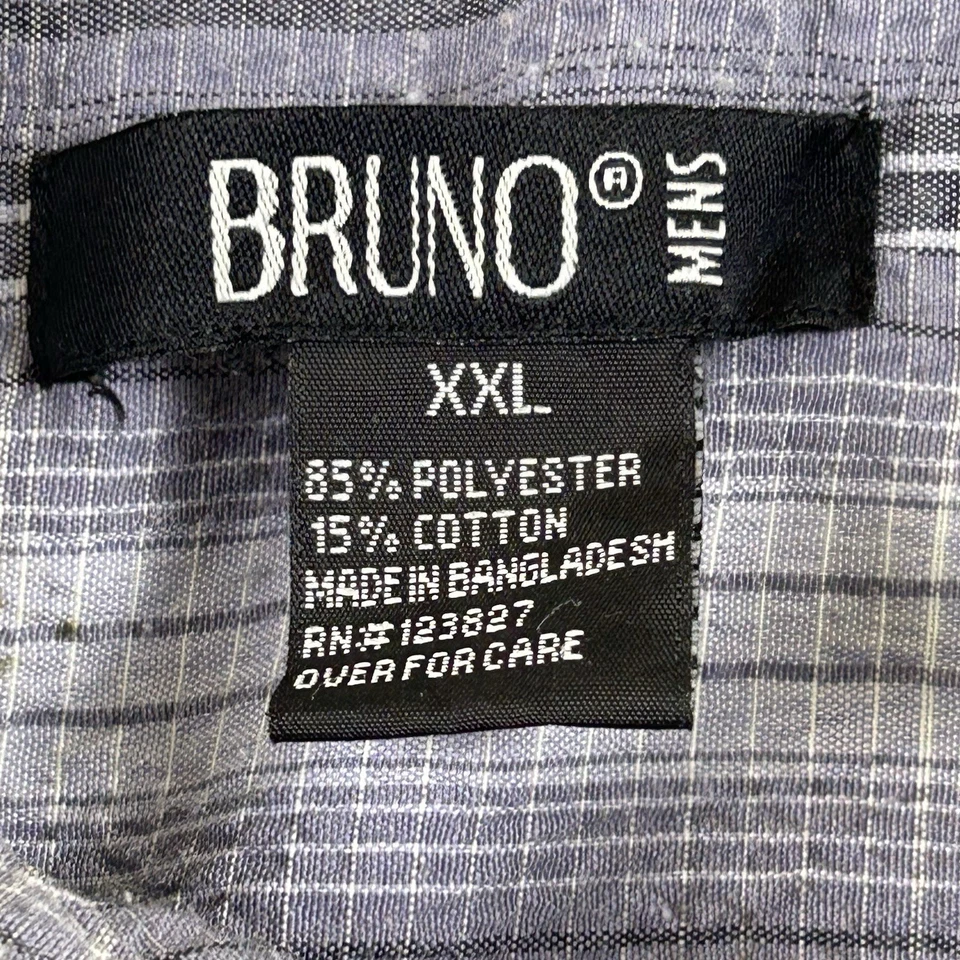 Bruno Mens XXL Short Sleeve Grey White Button Up Pocket Casual Shirt - Image 3 of 4