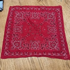 Vintage Fast Color 100 Cotton RED Bandana Handkerchief 20" x 21" RN 23733