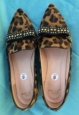 J.Crew Gwen Leopard Calf Hair Flats With Studded Bow Size 9