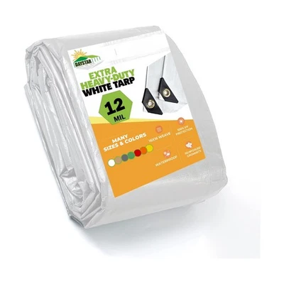 DAY STAR SHADES EXTRA Heavy Duty 12 mil White Tarp 3 Ply Coated Reinforced Canopy 6 oz 3 Layer