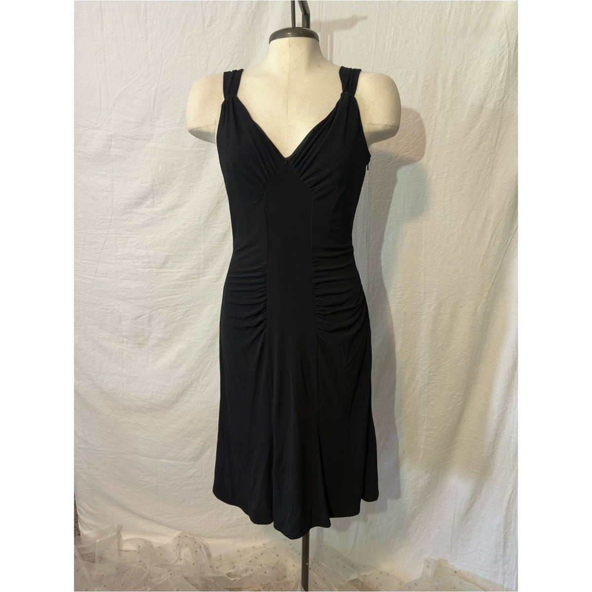 scott mcclintock black dress Scott McClintock Vintage 80s 90s Black Satin Polka Dot Party Prom Dress  size 16