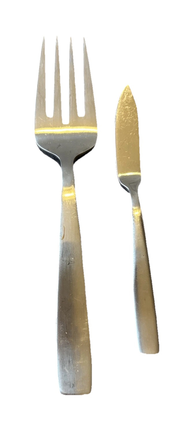 Oneida METRA Glossy Stainless Serving Fork & Butter Knife Flatware Set