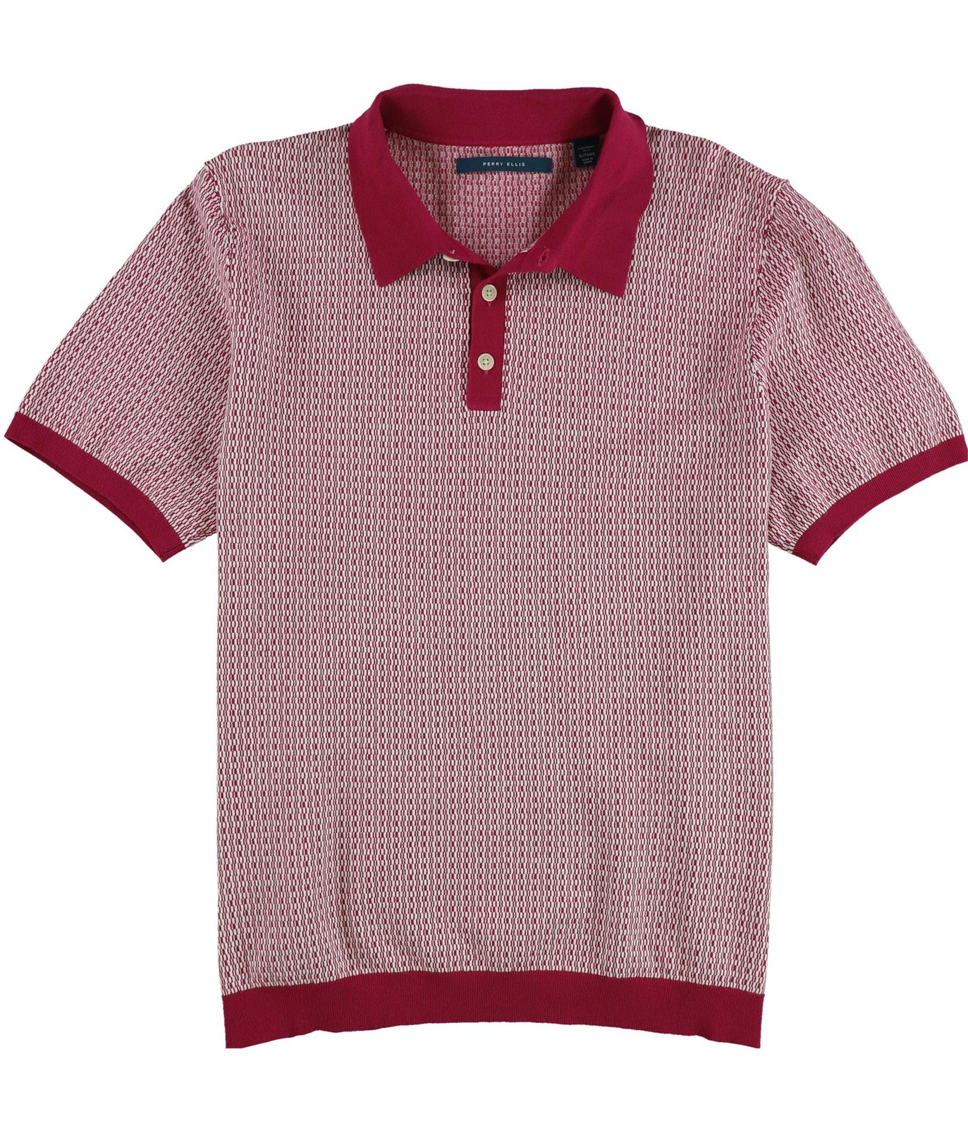 Мужская технологичная жаккардовая рубашка поло Perry Ellis с гео-рисунком красная X-Large 6390₽