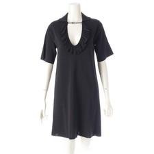 GUCCI Ruffles Short Sleeves one piece 623506 black XS 160/84Y