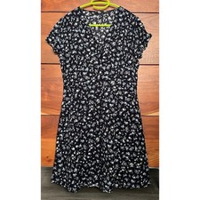 Uniqlo floral fit-and-flare mini dress - Women's M, navy