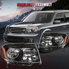 For Honda Pilot 2012-2015 Black Housing Headlights Assembly Pair Left+Right Side