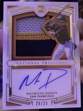2020 Mauricio Dubon Panini National Treasures Rookie Patch Auto /25 Giants