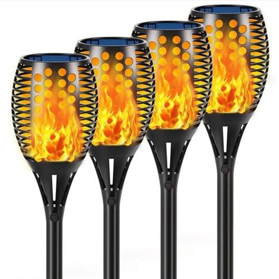 Aityvert 43'' Flickering Flame Solar Torch Lights Outdoor 4 Pack, Black
