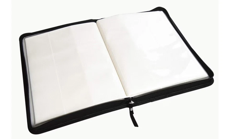 Top Deck 500 Cartas Sin Anillo Cremallera Alrededor Carpeta 9 Bolsillos Páginas Carga Lateral Blanco NUEVO Foto 3 de 4