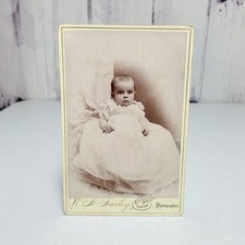 Antique Cabinet Card Photo Baby Young Girl Victorian Dress WH Farley