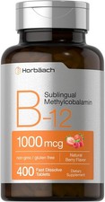 B12 1000 mcg Sublingual  400 Dissolvable Vitamins  Vegan Tablets  by Horbaach