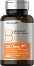 B12 1000 mcg Sublingual | 400 Dissolvable Vitamins | Vegan Tablets | by Horbaach
