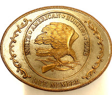 VINTAGE NORTH AMERICAN HUNTING CLUB LIFE MEMBER BELT BUCKLE