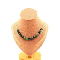 Steine Und Mineralien. Halskette 15 Perlen Moosachat 8 Mm. Kette Aus Edelstahl