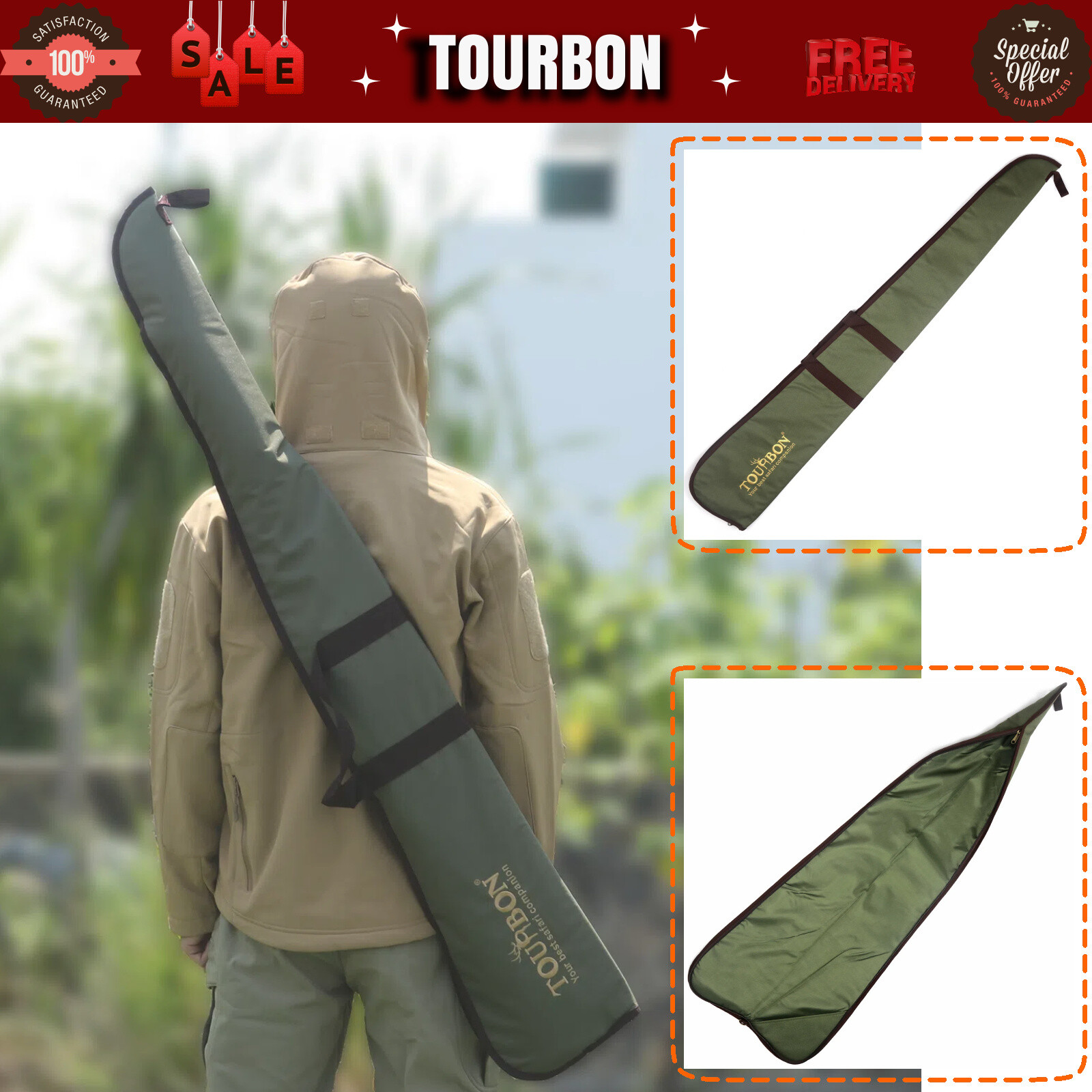 TOURBON Shotgun Bag Soft Carry Case Hunting Storage Gun Slip Shooting Clay Pack