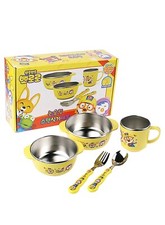 Pororo Nonslip Feeding Kid Baby Bowl Dish Spoon Cup Stainless Steel Set korea