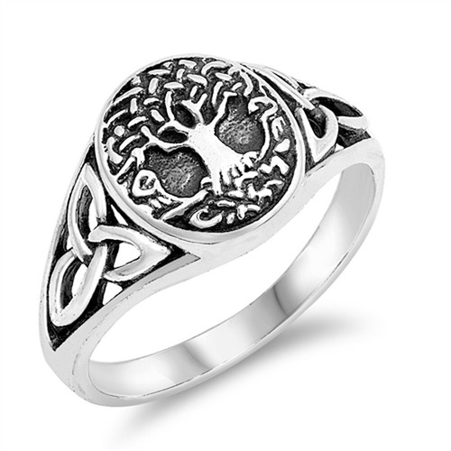 Antiqued Celtic Tree of Life Knot Filigree Ring Sterling Silver Band Sizes 5-10 - Bild 1 von 4