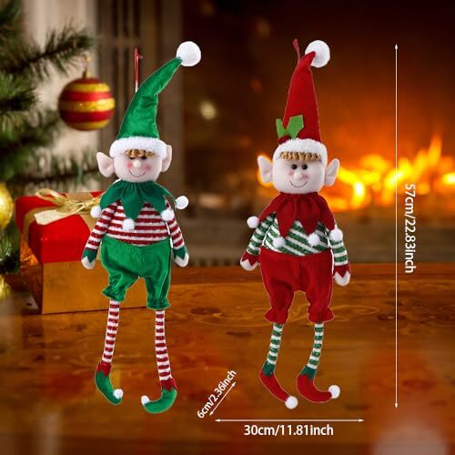 22 Zoll Weihnachtselfe Dekoration Puppen, rot grün Weihnachten Plüschbein Stofftier - Bild 3 von 7