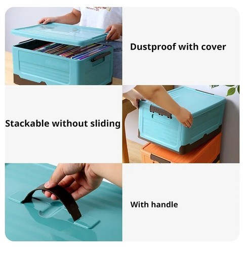 Folding Storage Box Multifunction Foldable Organizer Container with Lid 1 PCS - Picture 4 of 8