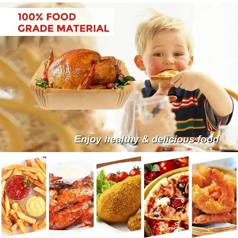 Air Fryer Bakeware Disposable Paper Tray Non-Stick Mat Silicone Square Or Round