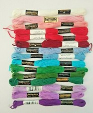 J.P. Coats Cross Stitch Floss, 6 Strand Tread Assorted Colors Lot of 15