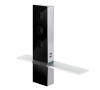 Turm Energiebox Design Edelstahl Mit Glas Schwarz - Schuko 3-Fach Und 2-Fach ...