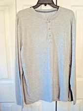 Mens Large Henley Shirt Gray Roebuck New