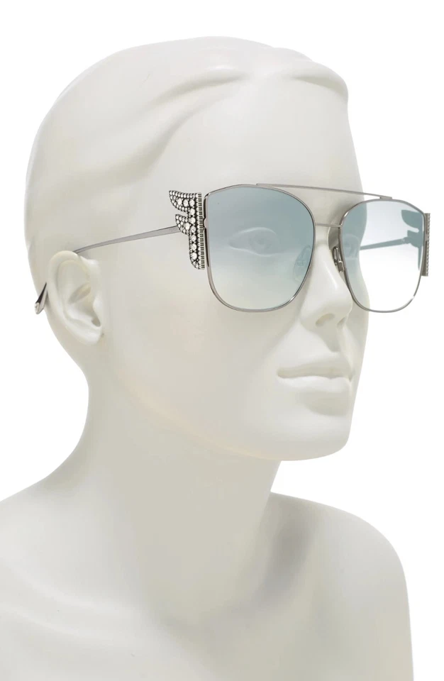 Óculos de sol Fendi FF0380/G/S 6LBIC 62mm tamanho grande prata/cinza degradê/espelho - Imagem 2 de 3