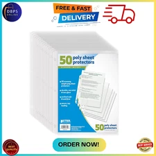 50 Sheet Page Protectors Office Clear Plastic Document Paper Binder Sleeves US
