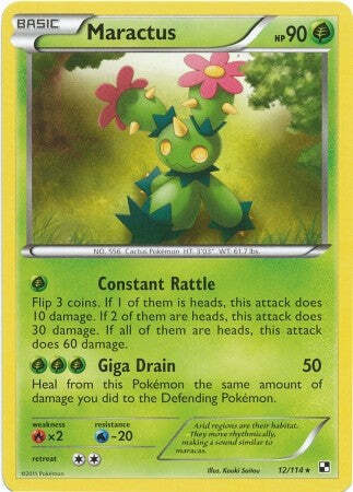 Pokemon Black & White 12/114 Maractus Rare Card